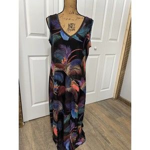 Tribal Sleeveless V Neck Full Length Sundress Size L